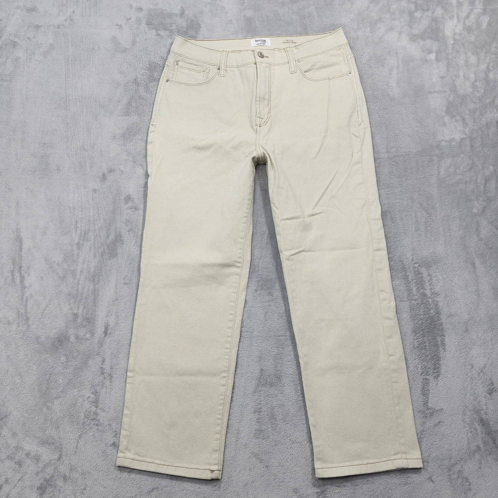 Kensie Jeans Womens 10 Beige High Rise The Ella Straight Stretch Denim Casual
